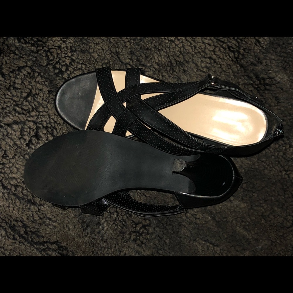 Black leather heels